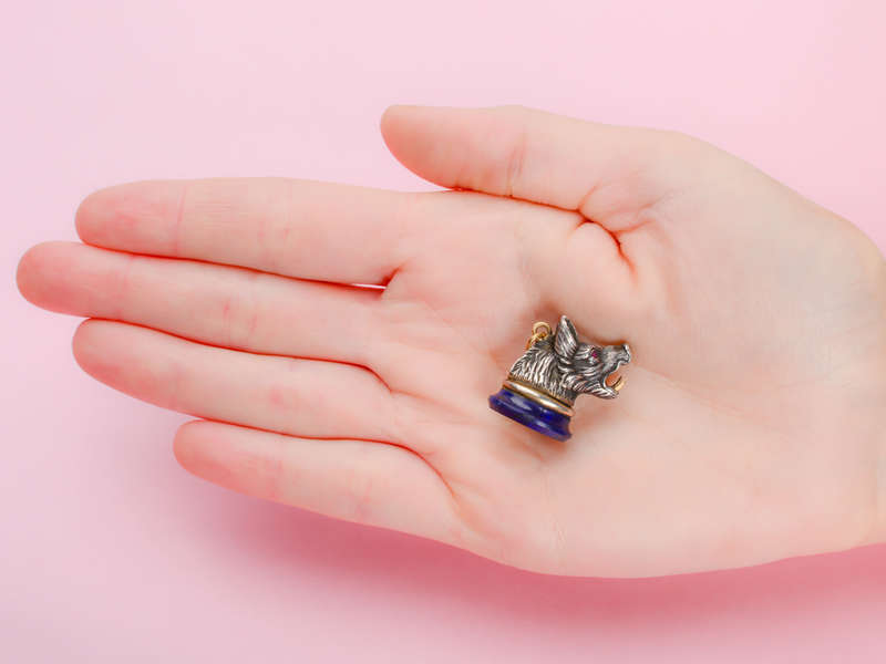 Lapis Lazuli Victorian Boar's Head Fob Pendant