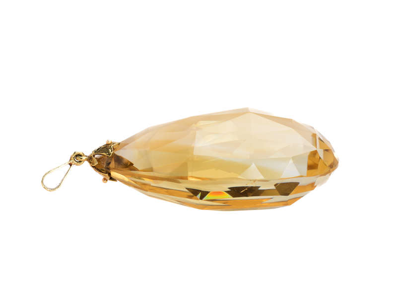 Vintage Citrine Teardrop Briolette Gold Pendant