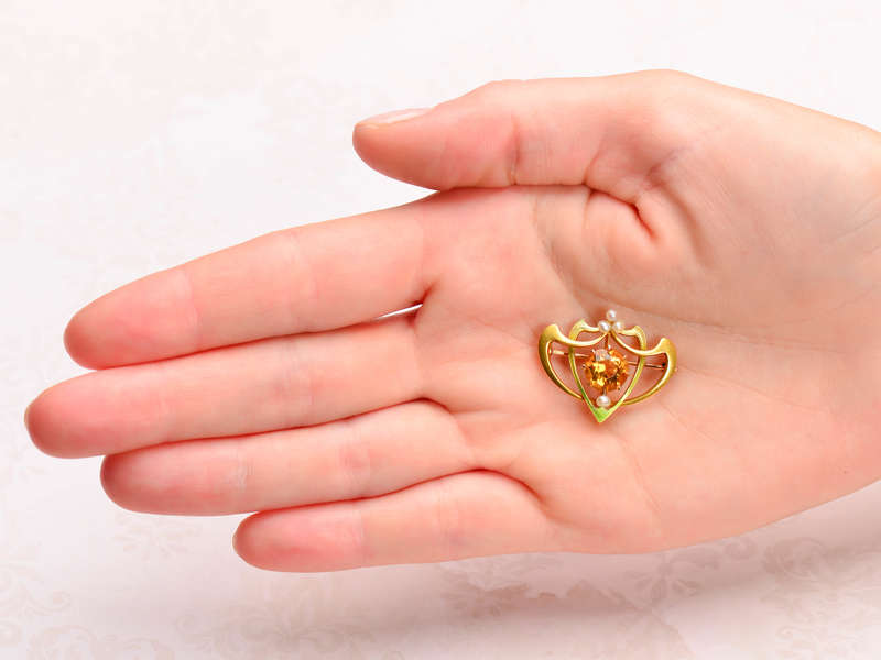 Krementz Art Nouveau Citrine Brooch
