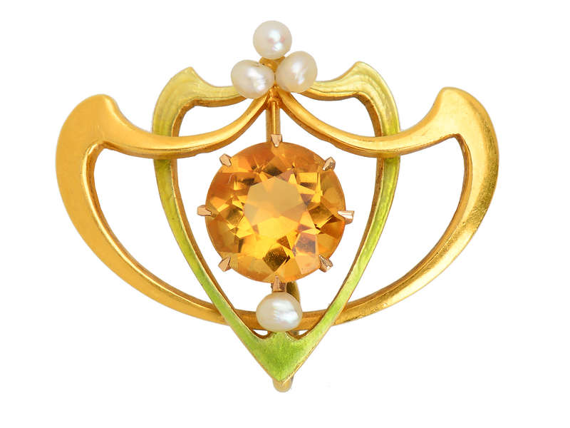 Krementz Art Nouveau Citrine Brooch