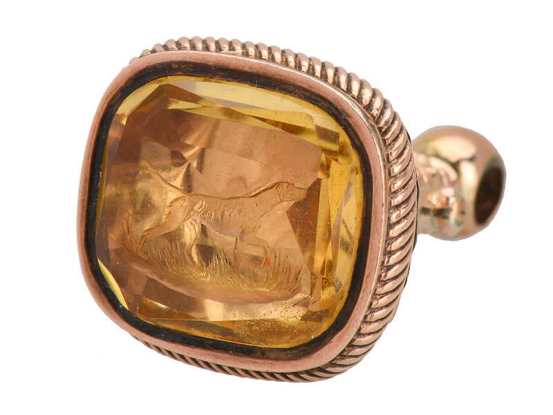 Loyalty - Citrine Rose Gold Dog Fob Seal
