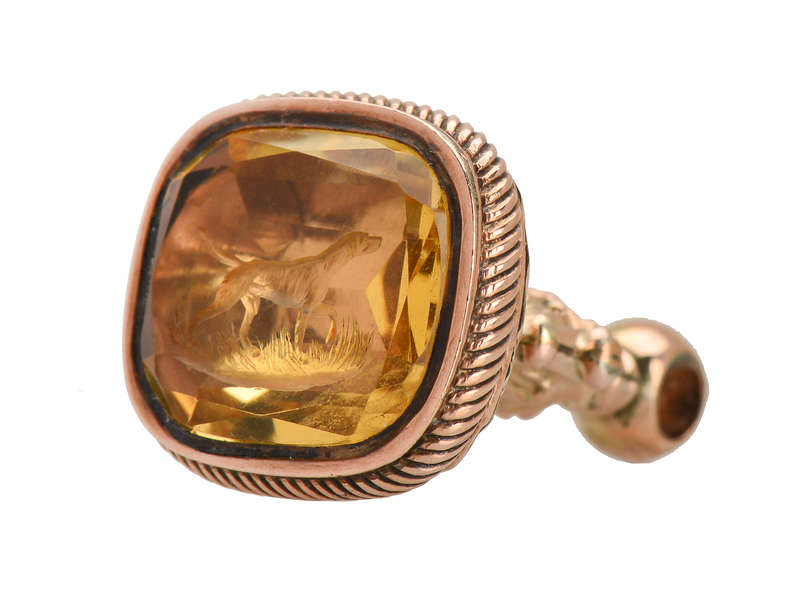 Loyalty - Citrine Rose Gold Dog Fob Seal