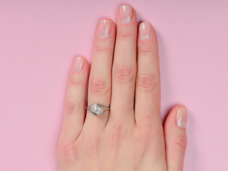 Art Deco Diamond Solitaire Ring - Intricate Filigree
