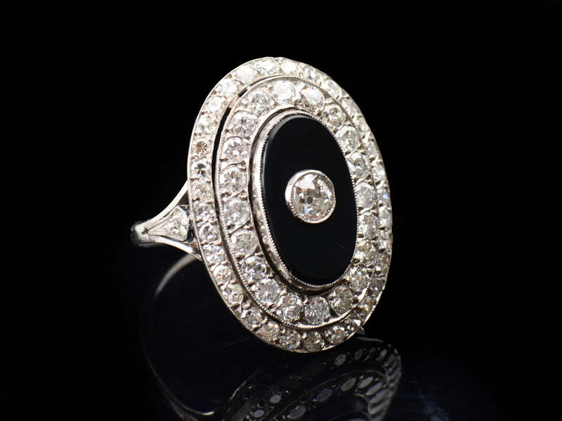 Black & White - Diamond Onyx Vintage Ring