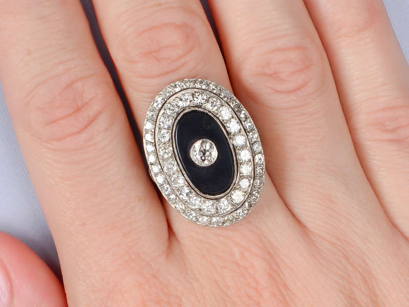 Black & White - Diamond Onyx Vintage Ring