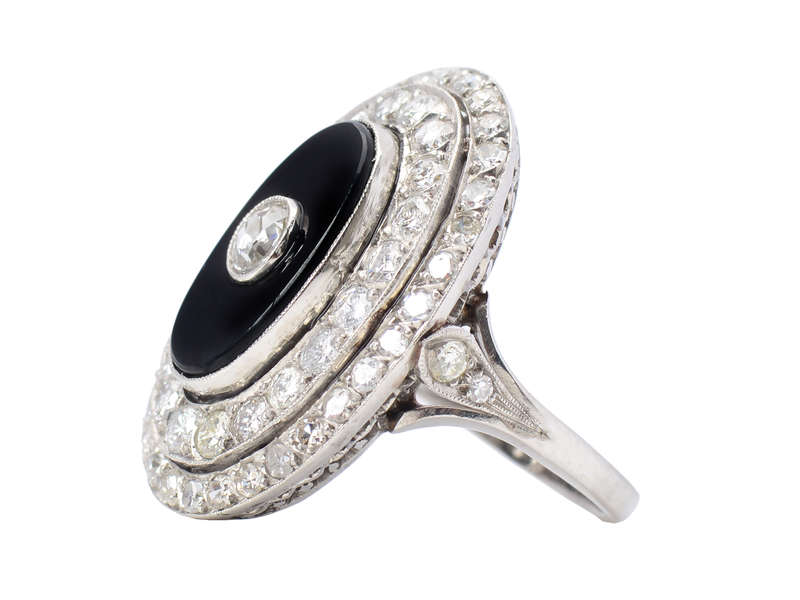 Black & White - Diamond Onyx Vintage Ring