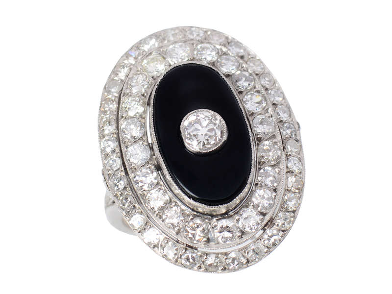 Black & White - Diamond Onyx Vintage Ring