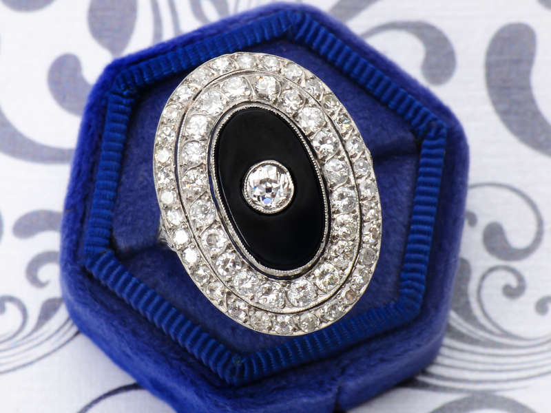 Black & White - Diamond Onyx Vintage Ring