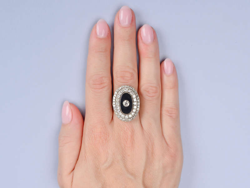 Black & White - Diamond Onyx Vintage Ring