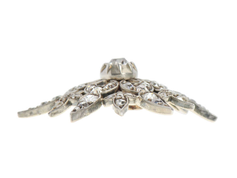 Victorian Diamond Star & Crescent Moon Brooch Pendant