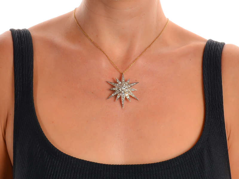 Magnificent Victorian Diamond Star Pendant 5.55 Carats