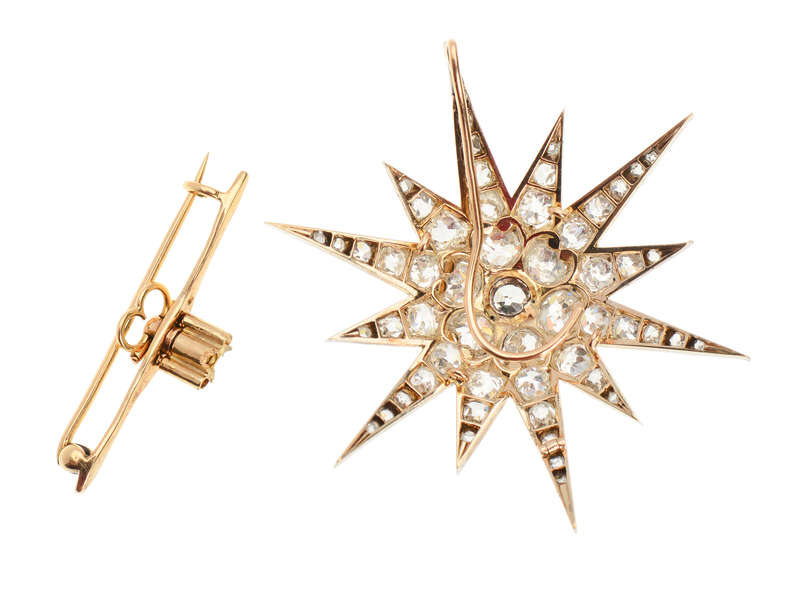 Magnificent Victorian Diamond Star Pendant 5.55 Carats