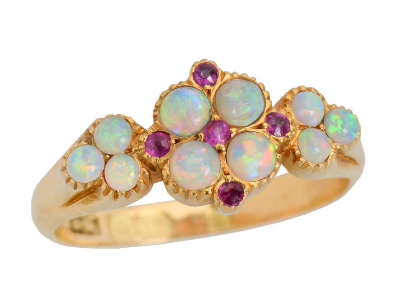 Edwardian lan - Fiery Opal Ruby Gold ring