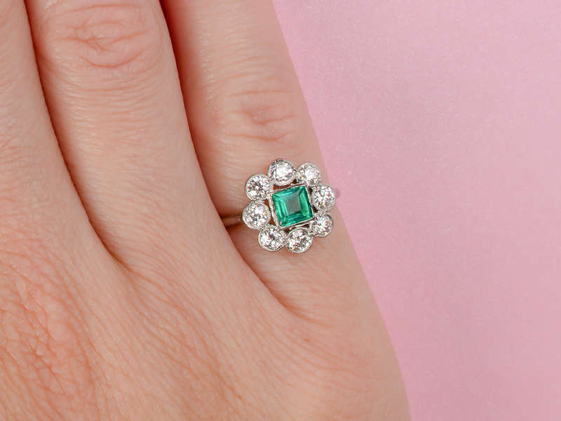 Colombian Emerald Diamond Engagement Ring