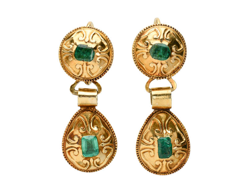 Antique Early Iberian Emerald Earrings