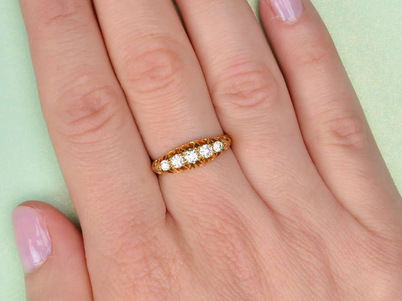 Stackable Five Diamond Wedding Ring From 1909