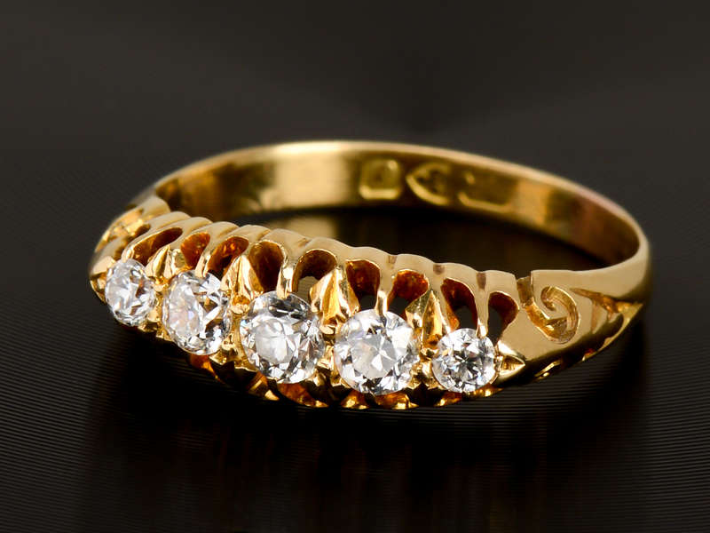 Stackable Five Diamond Wedding Ring From 1909