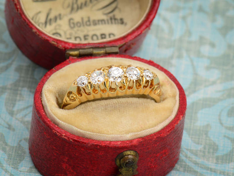Stackable Five Diamond Wedding Ring From 1909