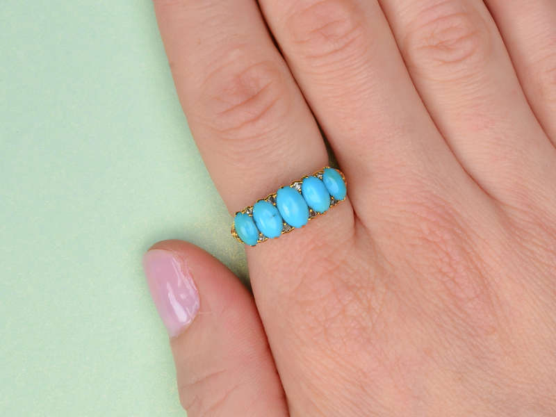 Sun & Moon - Antique Five Turquoise Ring