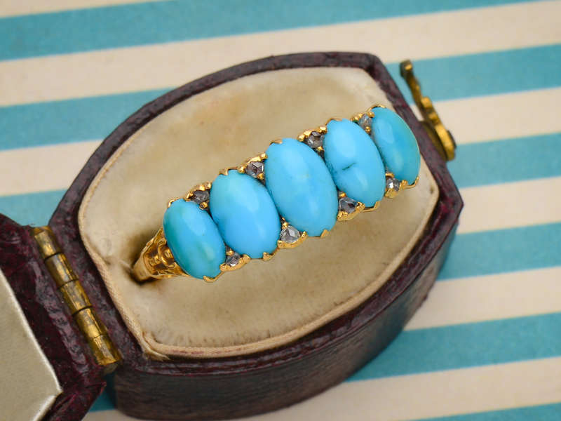 Sun & Moon - Antique Five Turquoise Ring