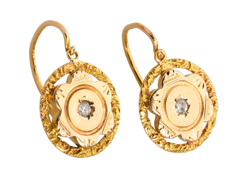Vintage Rose Cut Diamond Dormeuse Earrings – The Three Graces - Main Image