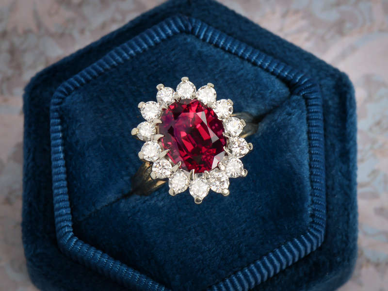 Rhodolite Ritz - Vintage Garnet Diamond Ring