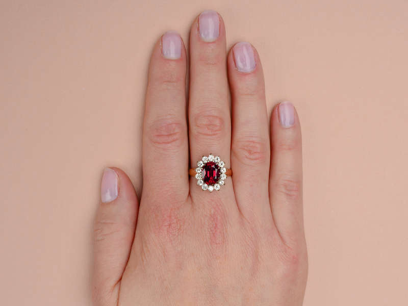 Rhodolite Ritz - Vintage Garnet Diamond Ring