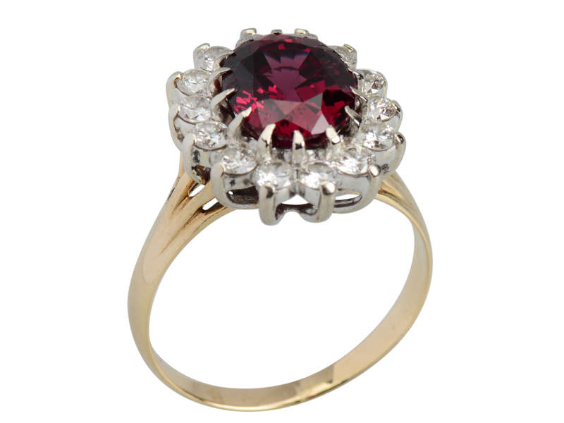 Rhodolite Ritz - Vintage Garnet Diamond Ring