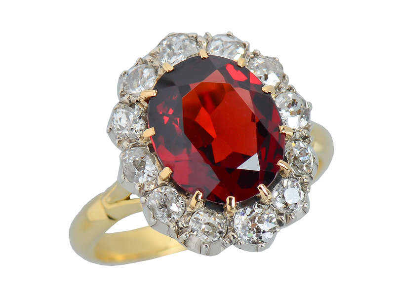 Ember Magic - Antique Garnet Diamond Ring Cluster