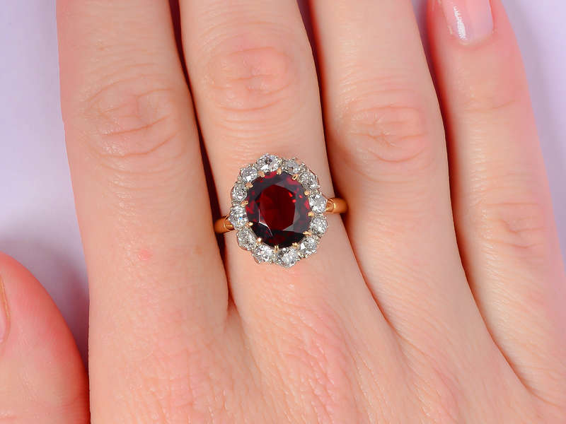 Ember Magic - Antique Garnet Diamond Ring Cluster