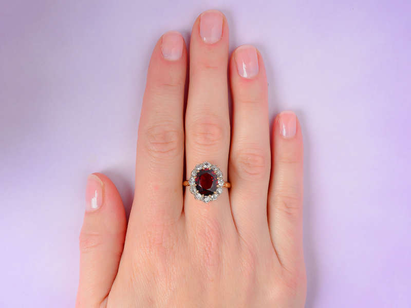 Ember Magic - Antique Garnet Diamond Ring Cluster