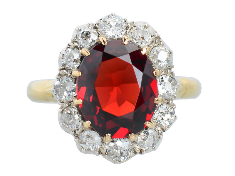 Ember Magic - Antique Garnet Diamond Ring Cluster