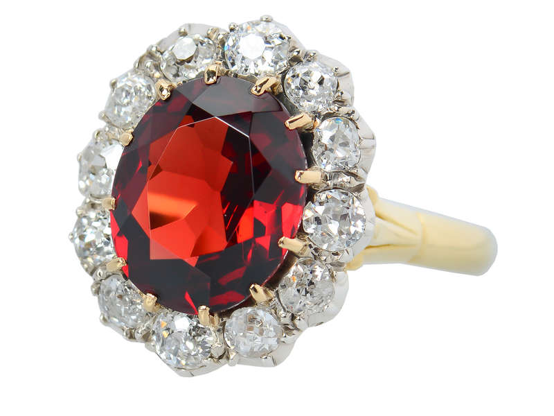 Ember Magic - Antique Garnet Diamond Ring Cluster
