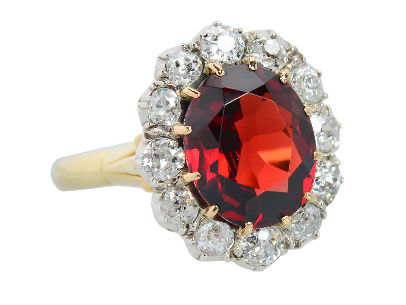 Ember Magic - Antique Garnet Diamond Ring Cluster