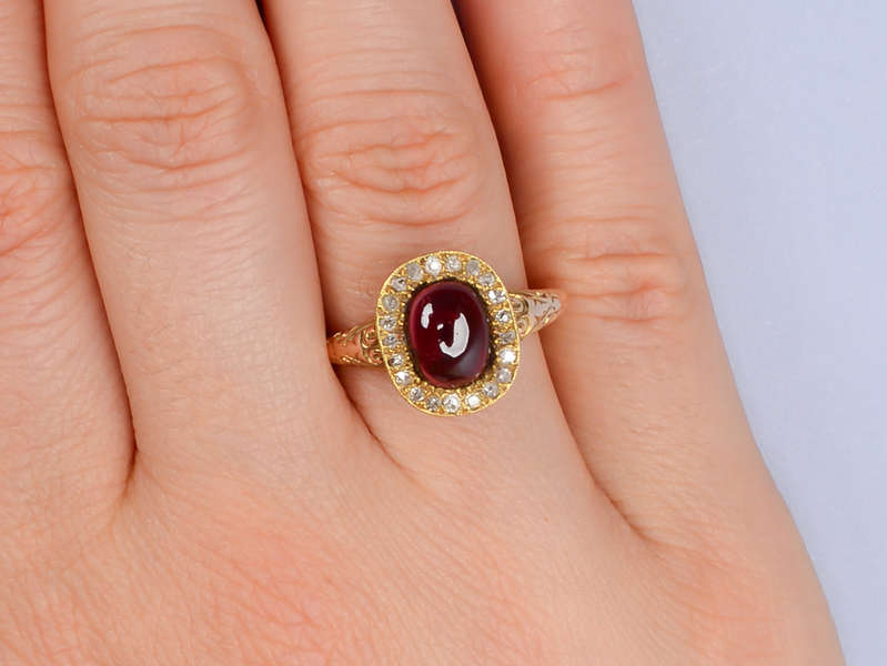 Garnet Genteel - Antique 18k Gold Diamond Ring