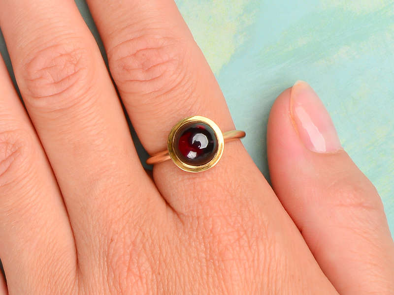 Garnet Cabochon Ring in Gold