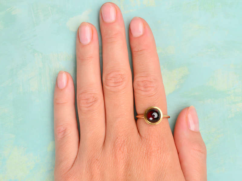 Garnet Cabochon Ring in Gold