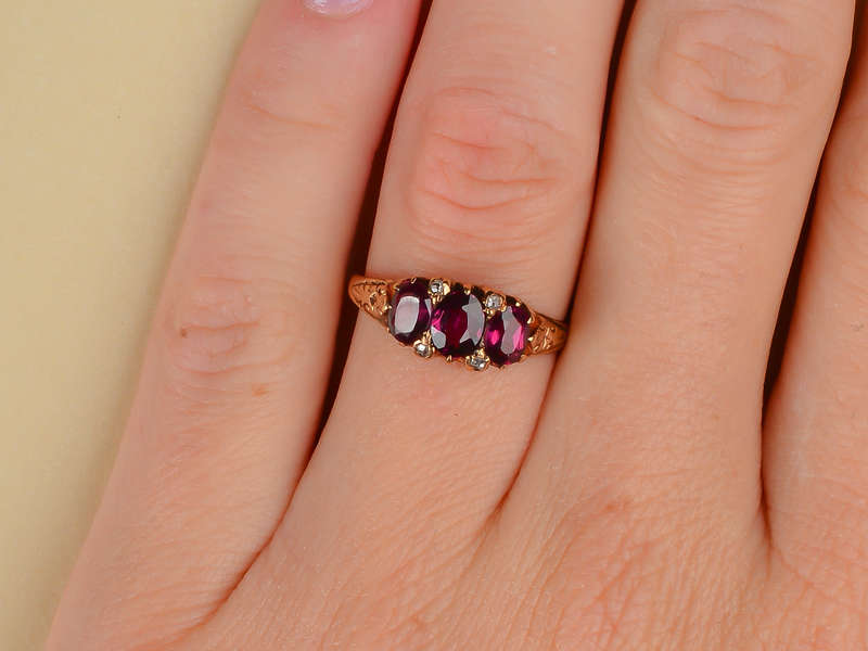 Antique Rhodolite Garnet Diamond Ring