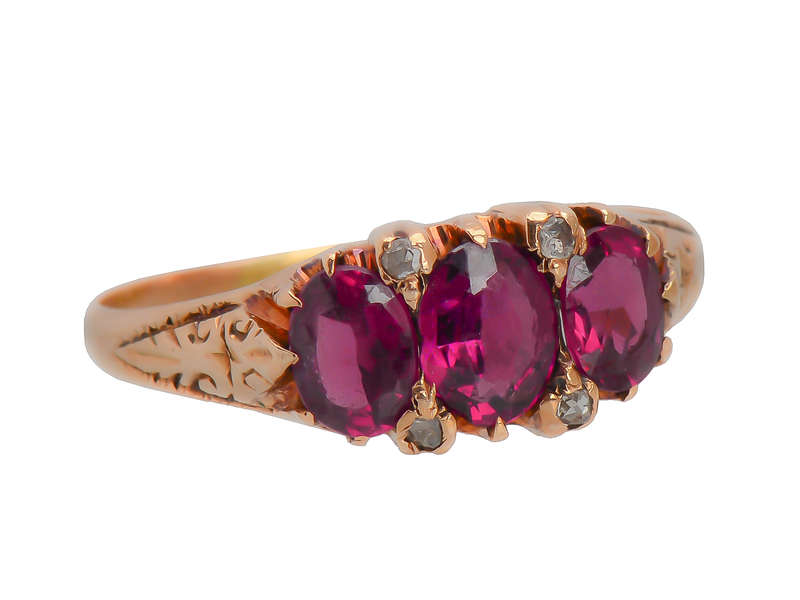 Antique Rhodolite Garnet Diamond Ring
