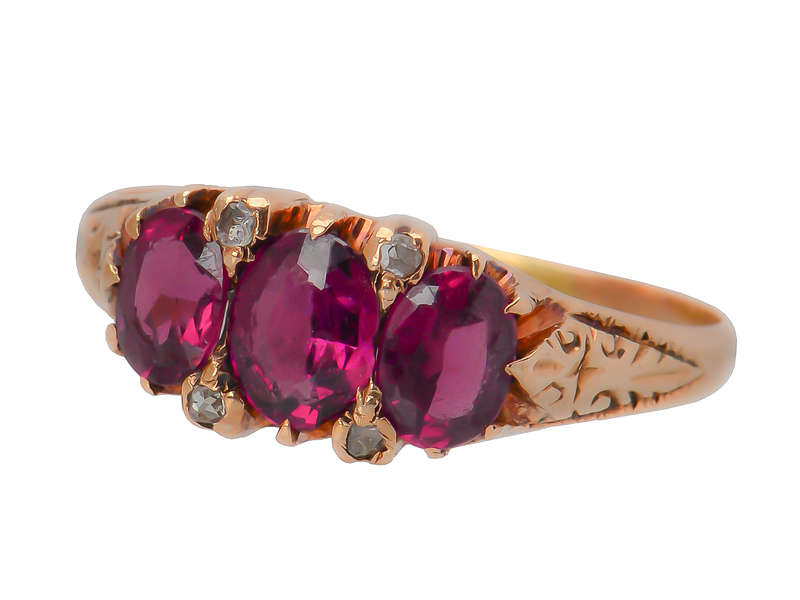 Antique Rhodolite Garnet Diamond Ring