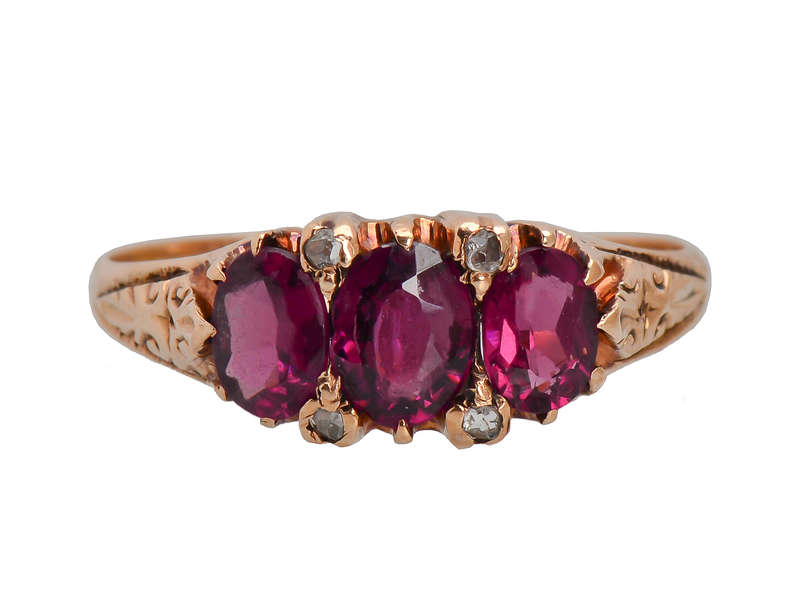 Antique Rhodolite Garnet Diamond Ring