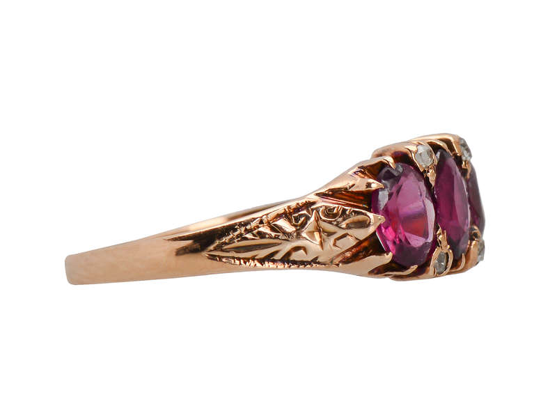 Antique Rhodolite Garnet Diamond Ring