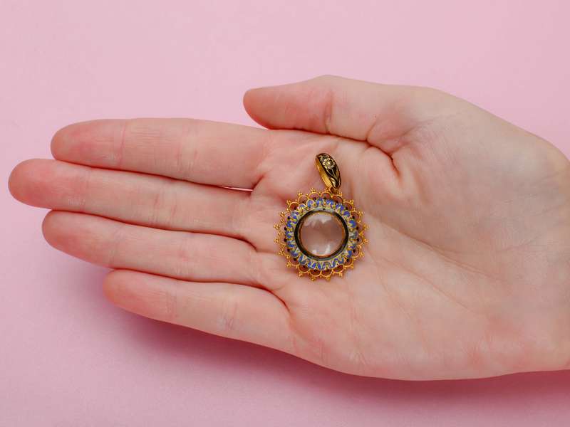 Pinwheel - Georgian Enamel & Gold Floral Locket & Bale