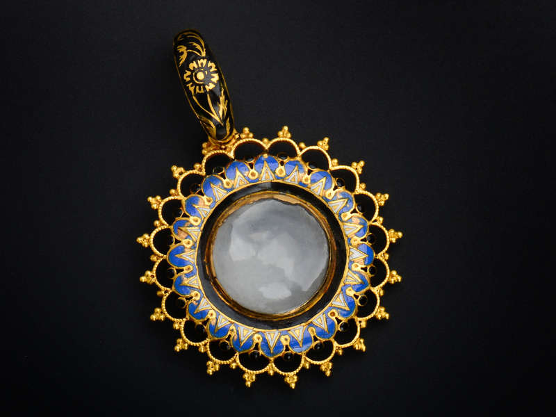 Pinwheel - Georgian Enamel & Gold Floral Locket & Bale