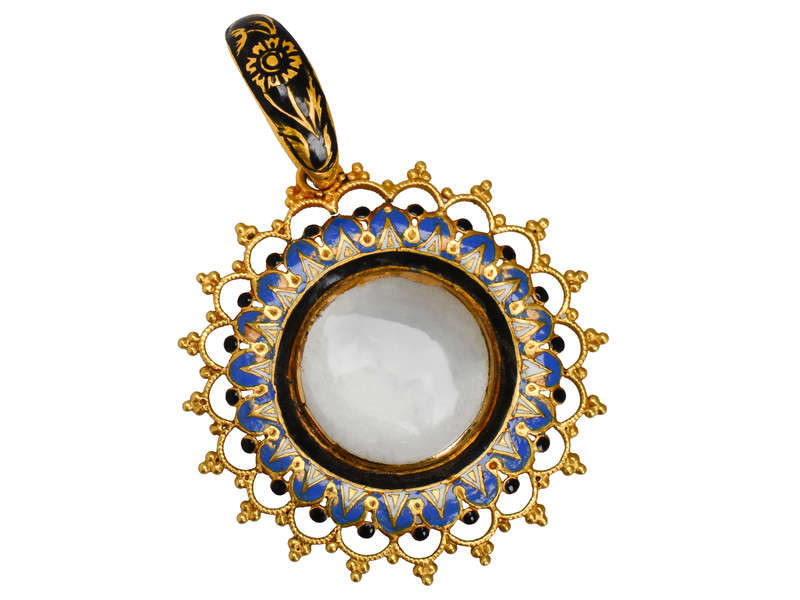 Pinwheel - Georgian Enamel & Gold Floral Locket & Bale