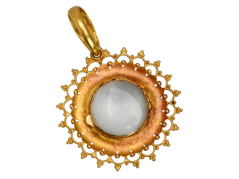 Pinwheel - Georgian Enamel & Gold Floral Locket & Bale
