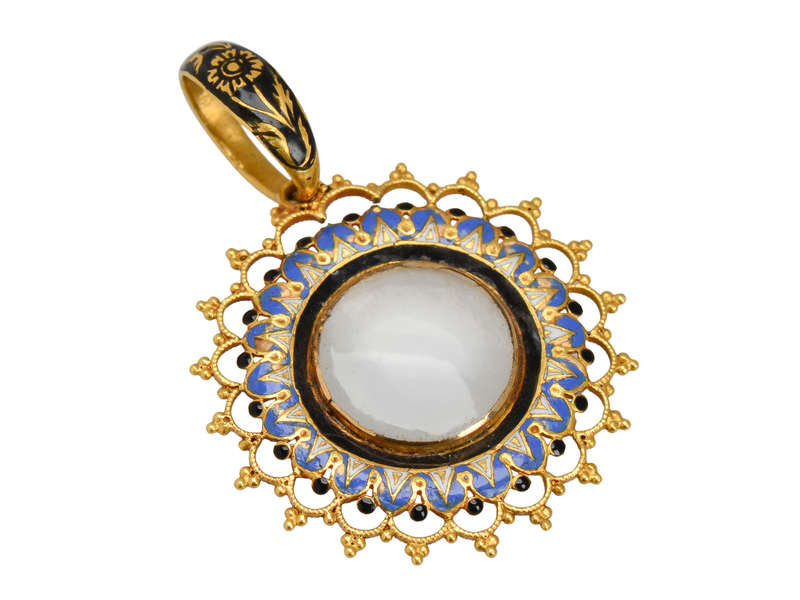 Pinwheel - Georgian Enamel & Gold Floral Locket & Bale
