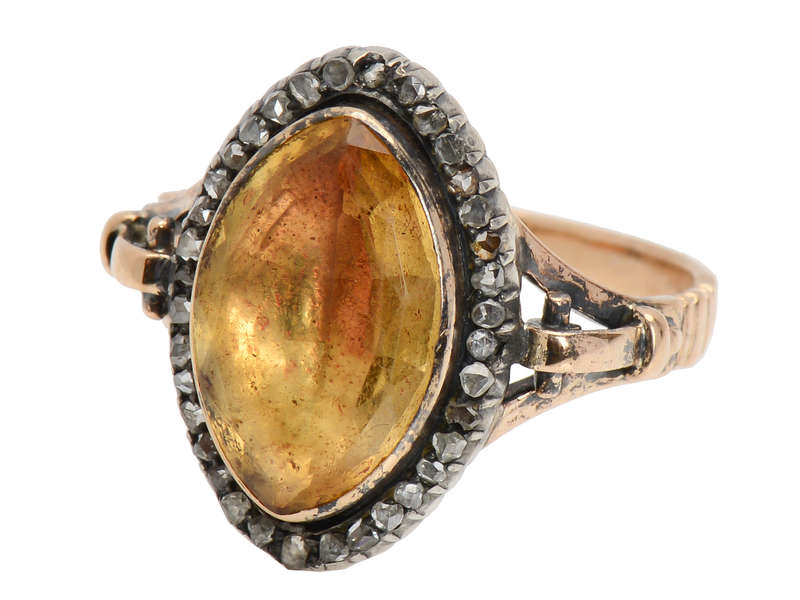 Georgian Foiled Citrine Diamond Ring – The Three Graces