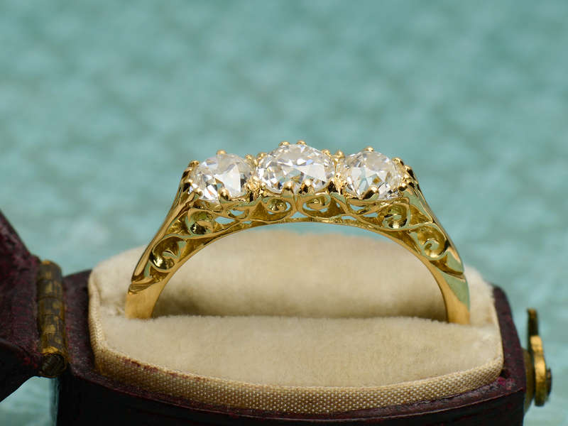 Fine Old European Diamond Trilogy Ring