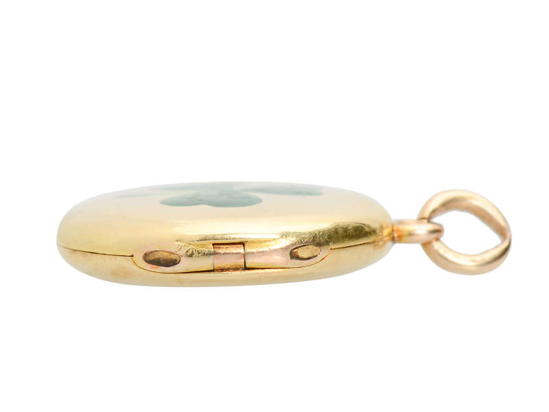 Good Luck! Three Leaf Clover 18k Gold Locket